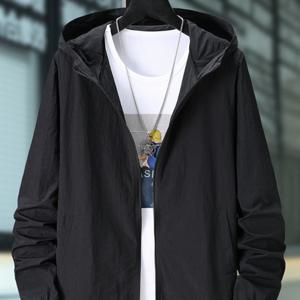 TEMU 여름용 초박형 원단 단색 아웃도어 사이클링 하이킹 캠핑용 남녀공용 경량 시원한 후드 자켓, 속초통기성 후드 낚시 셔츠