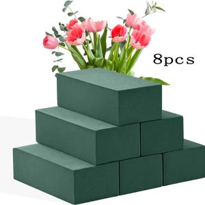8개 꽃 거품 빌딩 블록, 각 블록 (길이 4.33인치 x 너비 2.95인치 x 높이 1.5인치), 습식 및 건식 꽃꽂이용 녹색 꽃 거품, 식물용 폼, 꽃집 용품, DIY 예술, 공예품 및 수공예품