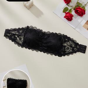 우아한 여성 레이스 스트랩리스 브라 - 통기성, 와이어 없는, 탈착식 패드 포함, 레이어링에 적합하며 미끄럼 방지로 편안함을 보장