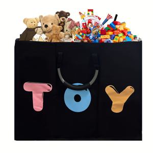 TEMU 3단 수납공간 대용량 접이식 수납 바구니 - 손잡이가 있는 블랙 패브릭 정리함, 책 및 공예품용, 다용도 접이식 디자인, 수납 솔루션 | 접이식 바구니 | 패브릭 구조, 학교용 정리함, 크리스마스 바구니