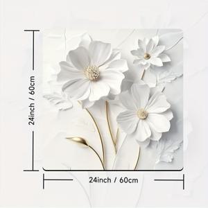 1개, 세탁기 매트 - 미끄럼 방지, 다용도 식기 건조 매트, 2D 흰색 꽃 하트 흰색 꽃, 세탁실 욕실 홈 데코용 폴리에스터, 방 꾸미기, 모던 세탁기 및 건조기 상단 커버, 비전기식, 세탁실 및 주방을 위한 재미있는 매력