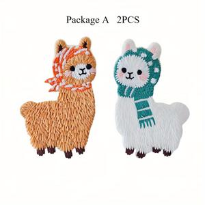 TEMU 2개입 새로운 귀여운 만화 알파카 자수 천 패치 | 수건 자수 장식 스티커, 사랑스러운 외관 - 동물 천 스티커 - 자수 패치 | 의류, 신발 및 모자, 재킷, 모자, 스카프, 백팩 장식에 매우 적합