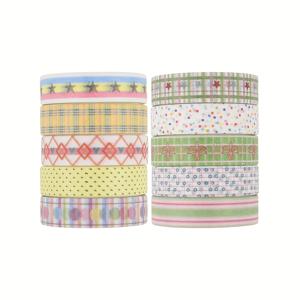 TEMU 10롤 미국 패턴 테이프 - 그리드 시리즈, DIY 프로젝트용 장식 스티커, 플래너 액세서리, 스크랩북킹 및 선물 포장, 창의적인 디자인, 부드러운 접착력, 문구 필수품, 저널 애호가를 위한 아트 크래프트