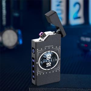 TEMU 방풍 전기 아크 라이터 1개, 여름 해변 스타일 패턴, USB 충전식 라이터, 듀얼 아크 불꽃 없는 라이터, 금속 케이스, 불꽃 없음, 긴 배터리 수명, 남자친구 선물, 캠핑용, 휴대용, 발렌타인데이 선물, 크리스마스 선물, 아버지의 날 선물