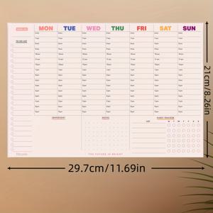 TEMU 1개 컬러풀 주간 플래너 / 50매 / 일일 / 시간별 스케줄 / 셀프 플래너, 플래너, 개인 오거나이저용