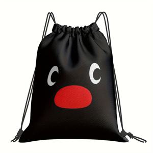 TEMU 1개 2D 프린팅 만화 빨간 입술 즐거운 얼굴 스포츠 헬스 가방 - 흑백 귀여운 표정 드로스트링 백팩, 가벼운 폴리에스터 드로스트링 헬스 가방, 하이킹, 여행, 테니스에 적합 - 수납 공간이 편리한 남녀공용 실용적인 디자인, 여행용 배낭 및 아웃도어 애호가에게 이상적인 선택, 남성과 여성을 위한 스포츠 액세서리로 완벽한 선물