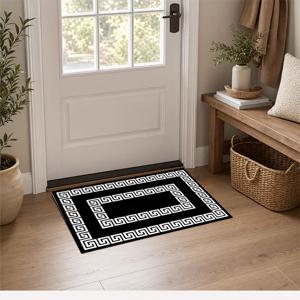 TEMU 상업용 벨벳/850G/M2 소프트 카펫 9X12 러그, 그리스 키 패턴 러너가 있는 따뜻한 터치 영역 매트, 거실, 침실에 적합, 특대형 사이즈 복도 카펫, 바닥 매트 & 매팅 거실 카펫 제공