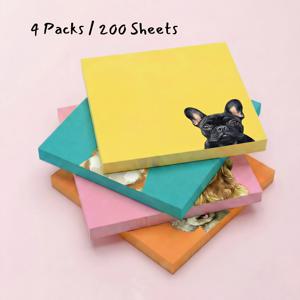 TEMU 3/4개 묶음 귀여운 강아지 스티커 메모 세트 (150-200매), 카와이 코기 프렌치리드 골든 푸들 메모 패드, 학교용 자체 접착 메모지, 학생 플래너 용품, 만화 동물 문구 선물