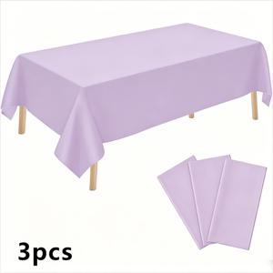 TEMU 플라스틱 테이블보 직사각형 테이블 3pcs 세트, 54 X 72인치 테이블보, 6피트 테이블에 적합, 일회용 테이블보, 테이블보, 파티, 모임, 결혼식, 피크닉, 캠핑, 어버이날, 아버지의 날, 할로윈에 적합