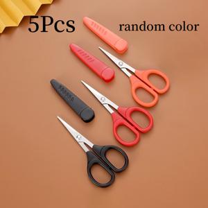 TEMU 5가지 랜덤 색상 컴팩트 스테인리스 스틸 가위 (보호 슬리브 포함) - 사무실, 가정용, 눈썹 & 코털 정리용으로 완벽
