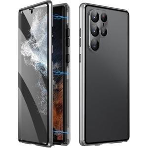 TEMU 휴대폰 케이스: 360° 풀커버 마그네틱 양면 유리 휴대폰, 삼성 S26+, S26U 호환 메탈 프레임 낙하 방지 보호 커버, 블랙/골든 색상 선택 가능