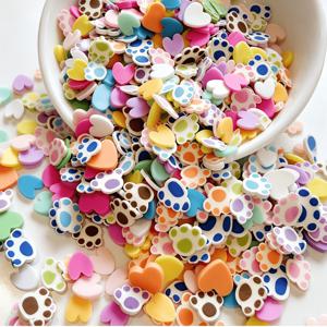 TEMU 1080개 고양이 발바닥 & 하트 폴리머 클레이 슬라이스, 반려동물 생일 파티 장식, DIY 공예, 슬라임 만들기, 풍선 필러, 휴대폰 케이스 장식용 - 새끼 고양이 & 발바닥 모양 PVC 수지 시트, 결혼식, 부활절 선물용