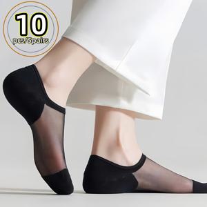 TEMU 10개/5개 - 여름용 얕은 투명 보트 양말, 유리 투명 통기성 짧은 양말, 편안한 미끄럼 방지 초박형 양말. 매우 높은 탄성, 걸레질 없음, 데일리 착용에 적합. 데일리 얇은 팬티스타킹, 십대용