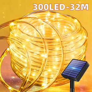 솔라 요정 로프 조명, 50/100/200/300 LED 투명 튜브 조명, 12가지 점멸 모드 요정등 스트링, 가정, 파티, 결혼식, 난간, 생일, 축제, 봄 여름 장식용