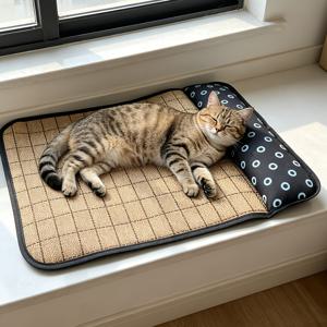 1개 고양이 전용 사계절 쿨 매트 애완 동물 침대, 고양이 매트, 가정용 애완 동물 편안한 쿠션, 베개 디자인 쿨 매트