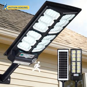 TEMU 업그레이드된 구성의 야외용 태양광 가로등, IPX5, 240 LED 태양광 주차장 조명, 황혼부터 새벽까지 자동으로 켜고 끄는 기능, 리모컨으로 간편하게 제어, 마당, 테라스, 정원용 투광등에 적합