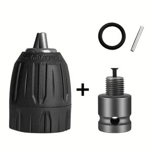 TEMU 0.8-10mm 키리스 드릴 척, 3/8-24UNF 나사산 드릴 비트 어댑터, 임팩트 드릴, 스크루드라이버 홀더 및 드릴 슬리브 어태치먼트 변환용, 전원 불필요