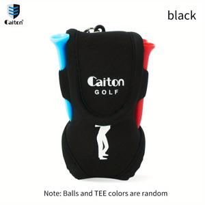 Caiton 미니 골프 포켓 백 (4개의 랜덤 색상 골프 페그 및 2개의 랜덤 색상 공 포함), 가벼운 다기능 골프 티 볼 홀더 (골프 클럽 가방 또는 벨트용 후크 포함)