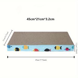 TEMU 초대형 내구성 고양이 스크래처 라운지 - 물고기 패턴의 골판지, 발톱 친화적 & 지저분하지 않은 디자인, 포근한 고양이 둥지 포함 - 실내 고양이용 이상적, 고양이 가구