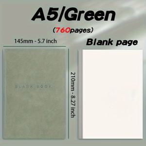 TEMU 1개, 매우 두꺼운 노트 A5 귀여운 메모장 색상 창의성 문구 760페이지 빈 Pu 커버 문구 학교 사무실 용품 (스케치 및 그래피티용)