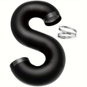 TEMU 1개 6인치 x 16피트 알루미늄 포일 단열 덕트, HVAC 환기 및 팬 시스템용 유연 건조기 배출 호스, 클램프 2개 포함, 블랙 유연 덕팅 HVAC 환기 공기 호스 - 그로우 텐트 및 환기 시스템용