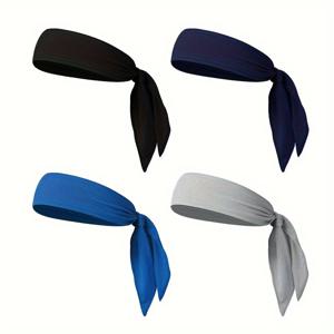 TEMU 4개/세트 단색 가을 겨울 남성용 터번 헤어밴드 트렌디 통기성 좋은 롱 스타일 멀티 컬러 옵션 스카프 운동 피트니스 남성용 헤어밴드