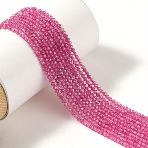 ASVRAI U 로즈 레드 쿼츠 스톤 비즈, 2mm-4mm 면처리된 루즈 라운드 비즈, DIY 주얼리 만들기 및 팔찌용 15인치 스트랜드, 주얼리 만들기용 비즈