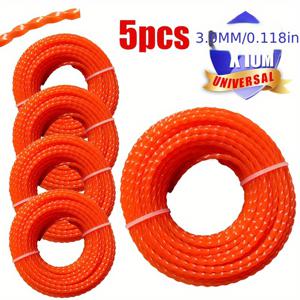 VARIEA-5개 세트 - 총 1965인치 길이 꼬인 잔디 깎기 줄, 2.4/2.7/3.0/3.5mm 직경, 정원 기계용 고효율 절단 성능, 가스 브러시 커터, 내구성 있는 잔디 깎기 코드 교체용