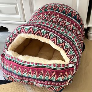 TEMU 사계절 탈착식 세탁 가능 고양이 하우스 고양이 침낭, 겨울 따뜻한 둥지, 완전 밀폐형 고양이 하우스, 분리형 다용도, 다양한 색상 제공, 성인 고양이 1마리 또는 새끼 고양이 2마리를 맞출 수 있는 넓은 공간