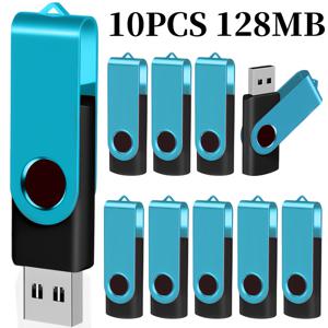 TEMU 10개입 라이트 블루 USB 2.0 고속 회전식 플래시 드라이브 메모리 스틱, 128MB/256MB/512MB/4GB/16GB 용량, 데스크톱 및 노트북 저장용, 비즈니스 선물용