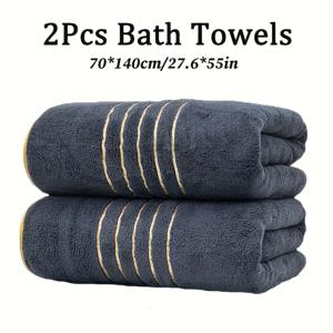 TEMU 2개 세트 70*140cm/27.6*55인치 골드 라운드 패턴 마이크로화이버 솔리드 컬러 목욕타월, 부드럽고 편안한 흡수력 좋은 홈 샤워, 호텔, 사우나, 스파용