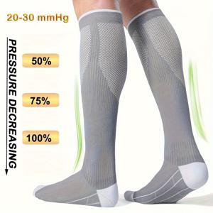 TEMU 남녀공용 압박 양말 20-30 mmHg - 혈액순환 지원 양말, 부드럽고 통기성 좋은 러닝, 캠핑, 야외 활동에 이상적. 무봉제 디자인으로 편안하고 꼭 맞는 착용감