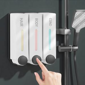 TEMU 욕실용 라이트 럭셔리 벽걸이형 천공 비누 디스펜서, 호텔용 핸드 및 샤워젤 프레스 디스펜서, 빈 리필용 병