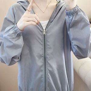 여성 봄 후드 집업 얇은 자켓 루즈핏 트레이닝 경량 자켓 아웃도어 후드 점퍼 얇은 점퍼 봄/여름/가을 데일리 캐주얼 폴리에스테르 집업 후드 자켓 코트