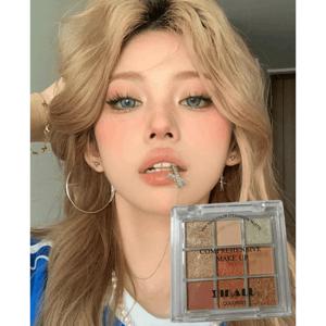 TEMU 핑크 오렌지 브라운 9구 아이섀도우 팔레트 베이스 쉐도우 글리터 하이라이터 펄 & 무펄 섀도우 팔레트 아이홀 눈꼬리 애교살 메이크업 7g 아이섀도우 화장품