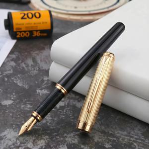 TEMU 1개 럭셔리 골드 장식 펜, 클래식 레드 & 블랙 광택 메탈 펜 바рел, 0.5mm 니브, 고급 비즈니스 캘리그라피 펜, 사무실, 다이어리, 서명, 선물용 펜 (잉크 미포함)