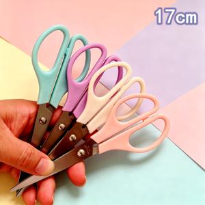 TEMU 4 17Cm 가정용 수동 가위, 스테인리스 스틸 날, 마카롱 컬러 핸들, 사무실 일상 사용, 홈 크래프트, 학용품 문구, 미술 및 공예 스크랩북 종이 절단 가위, 작은 선물에 적합