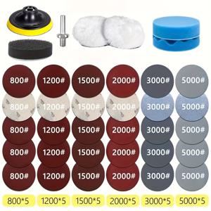 TEMU 37/67/127개 헤드라이트 복원 및 복원 키트, 3인치 75mm 차량 광택 디스크, 차량 왁싱 스펀지 광택 패드 (사포 포함), 차량 디테일링용