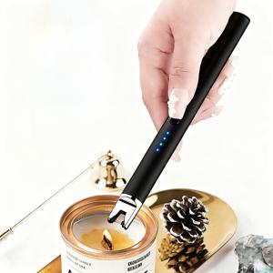TEMU USB 충전식 메탈 쉘 전자 라이터, 확장형 디자인 방풍 무화염 점화기, 충전 디스플레이, 폴리머 배터리 전원 공급 장치, 야외 비상, 탐험, 양초, 바비큐, 캠핑 및 가정용으로 적합