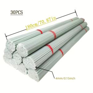TEMU 유리섬유 원예용 지지대 폴대 30개입, 직경 4mm, 길이 180cm/70인치, 접합부 없는 일체형 지지프레임, 정원용 녹 방지 폴대, 온실 지지대, 필름 및 파이프용, 터널 아치봉, 차광망 지지 클립