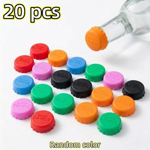 TEMU 재사용 가능한 실리콘 병 마개 20개 - 맥주, 소다, 와인 신선도 밀봉 커버 - 랜덤 색상 식품 등급 음료 보존제, 오렌지/레드/블루 색상 선택 가능 - 주방 보관용