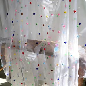 귀여운 테이블 러너 1개, 식탁보 테이블 세팅, 접착식 폴리에스터 볼, 핸드메이드 DIY 메쉬 원단, 네트 시폰 튤, 실내 장식, 레스토랑 휴일, 생일 파티 장식 배경 등에 적합