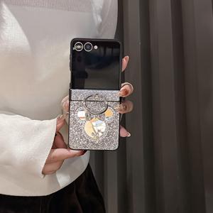 TEMU Phone Case: Fashionable Bowknot Bear Makeup Mirror Folding Phone Case with Ring, Suitable for Flip 3 4 5 6 7, Suitable for Users