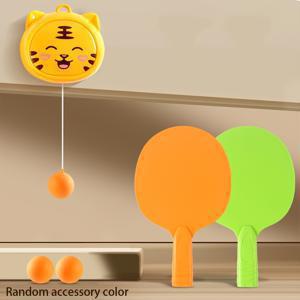 TEMU 걸이형 탁구 트레이너, 휴대용 어린이 탁구 라켓 세트 장난감, 라켓과 공 포함, 부모-자녀 게이트볼 게임 운동기구, 풀 기능 탁구 스타터 키트, 실내외 놀이용. 액세서리 색상은 랜덤
