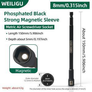 TEMU 150mm 연장형 육각 소켓 너트 드라이버 비트, 경화 인산염 도금 블랙 소재, 150mm 긴 육각 너트 장착기, 1/4인치 퀵 체인지, 7mm, 8mm, 9mm, 10mm, 12mm, 13mm, 14mm용