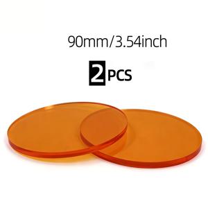 TEMU 직경 90mm/3.54인치, 두께 5mm/0.19인치의 투명 오렌지 아크릴 원형 디스크 2개. 코스터, 보석 디스플레이 트레이 및 가정용으로 적합