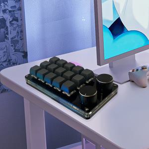 미니 15키 키보드, 노브 2개 포함, 프로그래밍 가능한 매크로 키, 단축키, 원버튼 암호, 게이밍 액세서리, 왼손잡이/오른손잡이 겸용, 유선 USB 기계식 미니 키보드, 다양한 상황에 맞는 인체공학적 설계, RGB 백라이트 풀키 핫 스왑, 배터리 불필요, 플러그 앤 플레이