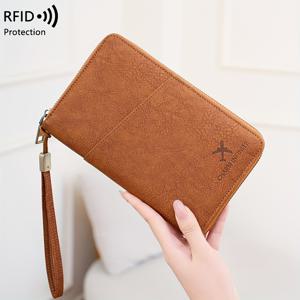 TEMU 다기능 RFID 차단 문서 정리함 대용량 수직 지갑, 여러 수납공간, 동전 주머니, 신분증 홀더 포함; 여권, 현금, 카드용 내구성 있는 블랙 여행용 지갑, 디자인