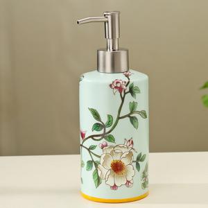 TEMU 1개 450ml 빈티지 스타일 세라믹 로션 병, 아름다운 점선 디자인 - 비누, 샴푸, 세제에 적합한 리필형 펌프 디스펜서, 프탈레이트 무첨가, 욕실 및 주방에서 사용하기에 완벽