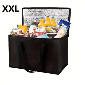 XL/XXL 대용량 보온 보냉 도시락 가방 - 튼튼한 지퍼가 있는 고강도 냉온 겸용 냉장 핸드백, 캠핑, 피크닉, 해변, 사무실용 - 몇 시간 동안 보온/보냉 유지(테이크아웃, 배달), 도시락통, 캠핑 식기 피자 배달 가방